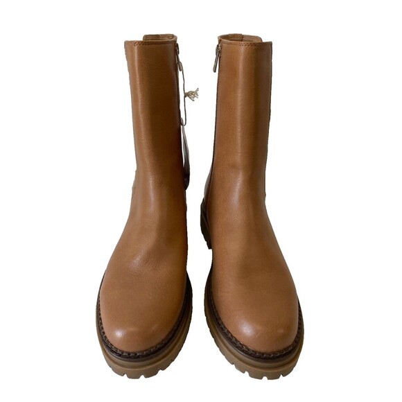 Sam&Libby Scarlett Combat Women's Boot Side Zip Knit Details Brown Size10 - Picture 3 of 8